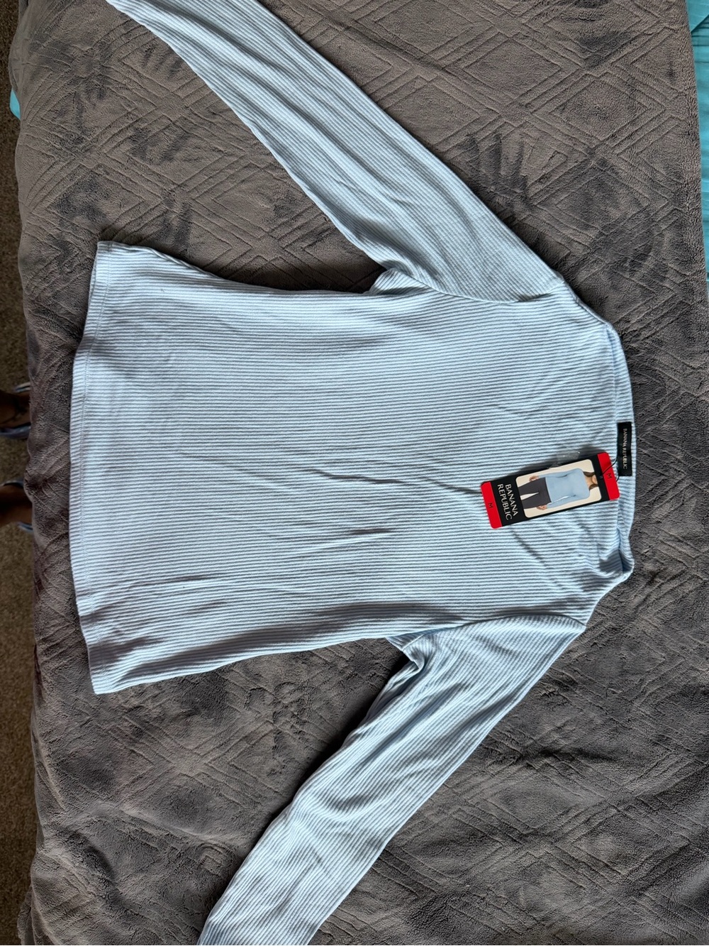 Banana Republic Pale Blue Ribbed Crewneck Top